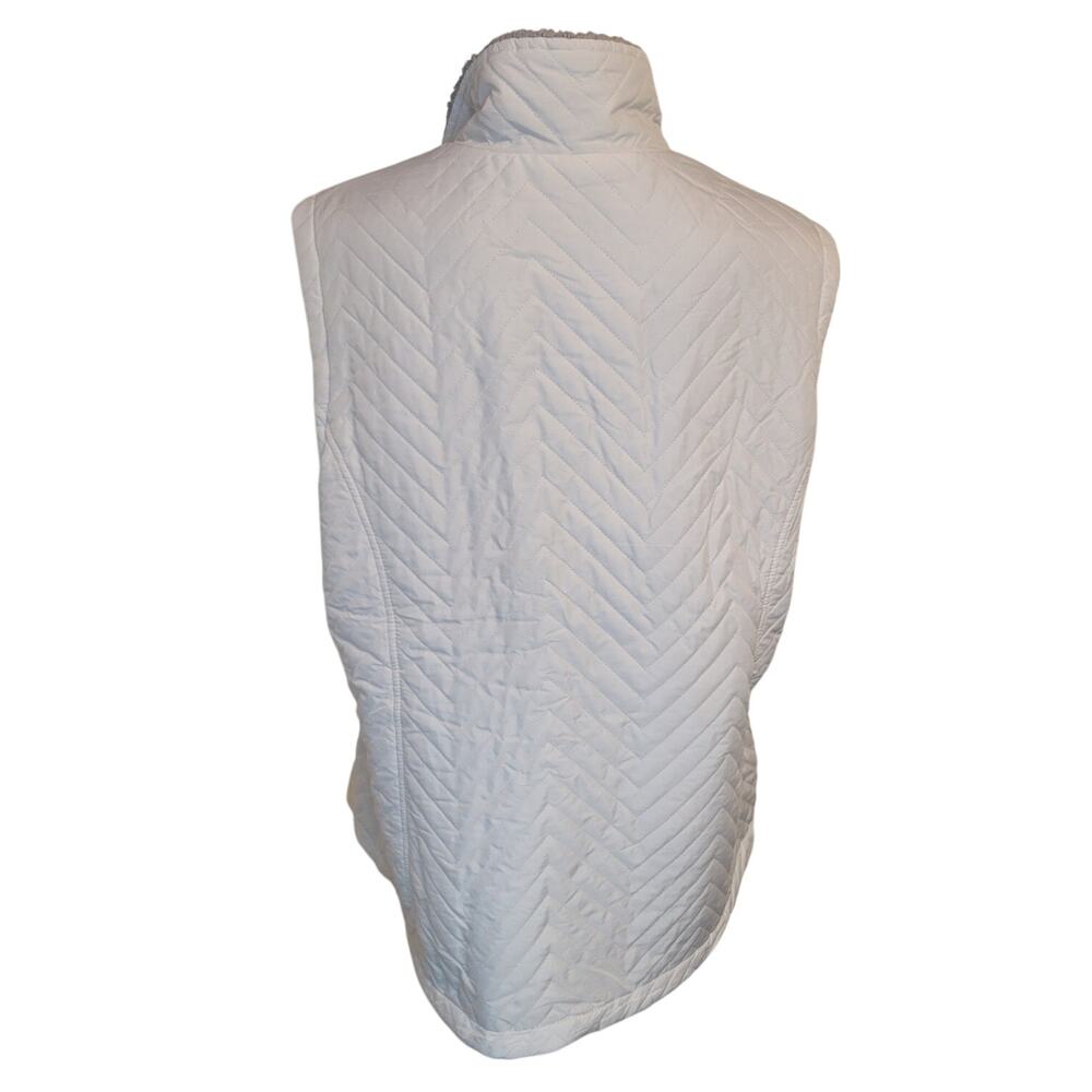 Free Country Reversible Quilted Puffer Vest White Gray Sherpa Lined Women Sze XL - Picture 6 of 9